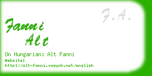 fanni alt business card